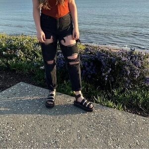 American Eagle Outfitters Black Denim Jeans - mom jean